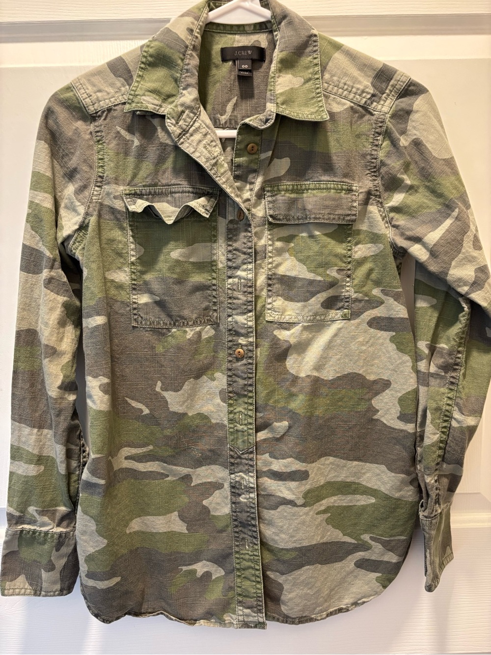 J. Crew Green Camouflage Button-Down Shirt Jacket